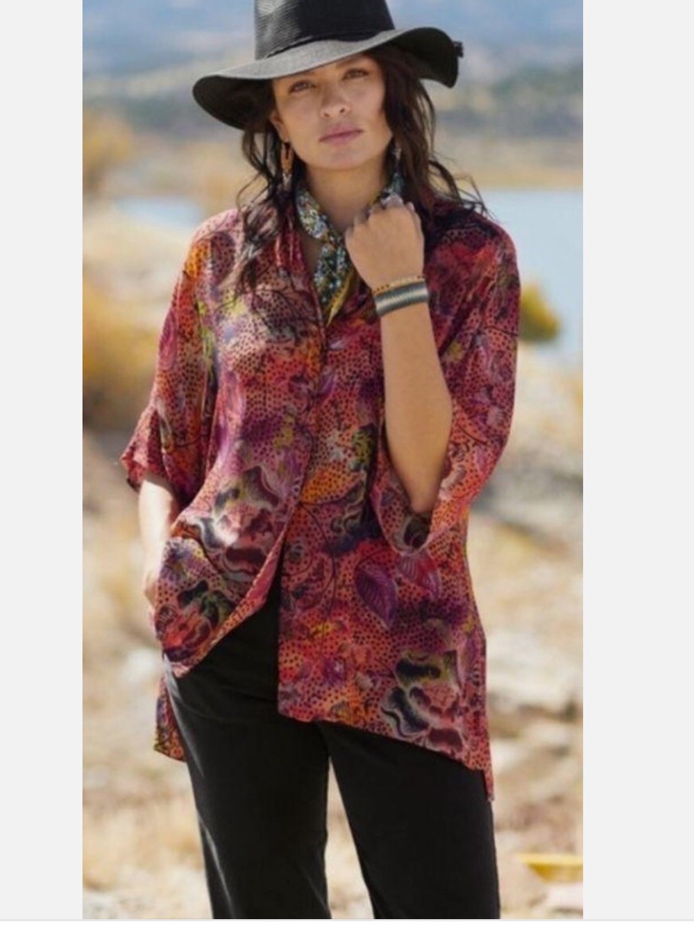 Peruvian Connection Taormina Floral Tunic Top Size: XXL